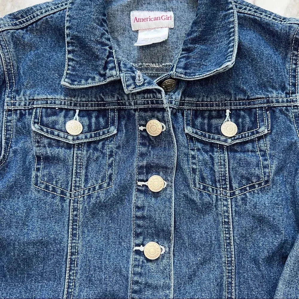 American Girl Denim Blue Jacket Girls Dark Wash Small